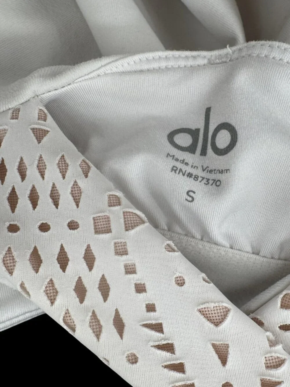 Alo Yoga White Laser-Cut Strap Criss-Cross Workout Tank S
